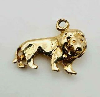 Vintage Awesome Solid 14k Yellow Gold Lion Cat Charm Pendant