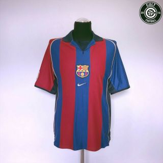 RIVALDO 10 Barcelona Vintage Nike Home Football Shirt Jersey 2001/02 (M) Brazil 2