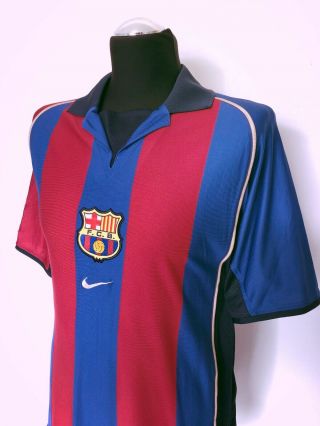 RIVALDO 10 Barcelona Vintage Nike Home Football Shirt Jersey 2001/02 (M) Brazil 6