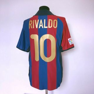 RIVALDO 10 Barcelona Vintage Nike Home Football Shirt Jersey 2001/02 (M) Brazil 8