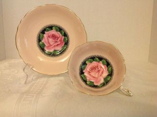 Vintage Paragon Fine Bone China Double Warrant Cabbage Rose Cup And Saucer 1950 