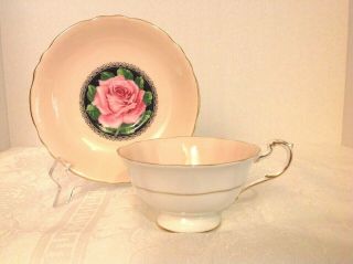 Vintage Paragon Fine Bone China Double Warrant Cabbage Rose Cup And Saucer 1950 ' 7