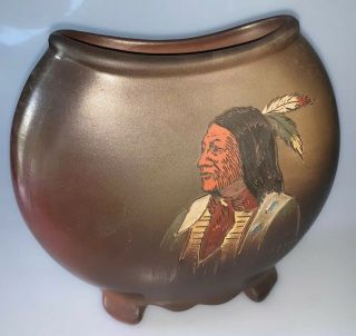 Vintage Us Weller Dickens Ware Pottery Native American 7”t Vase