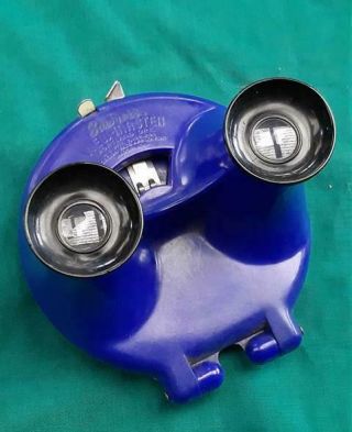 Rare Vintage Viewmaster Model B Clamshell Stereo Viewer In Blue Made In Usa