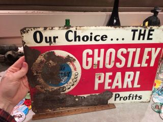 Vintage Ghostley Pearl Tin Sign Feed Chicken Poultry Farm Advertising Minnesota 7