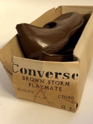 Converse Kids 8 1/2 Vintage Solid Brown Storm Playmate Rubber Overshoes 20th C