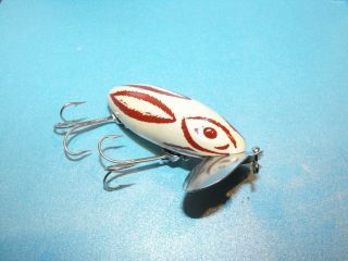 Vintage Fred Arbogast Jitterbug White Chipmunk Topwater Fishing Lure