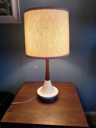 Mid Century Danish Teak Wood Vintage Table Lamp 27” Tall