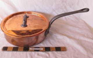Vtg Mauviel France Made Heavy Copper Skillet Fry Pan 9 1/2 " Diameter