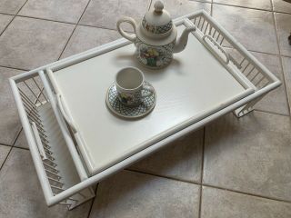 VINTAGE Bed Tray - Wood White Color RARE Find 3