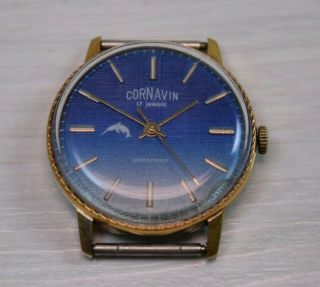 Vintage Cornavin 17 Jewels Shock Proof Wristwatch Watch Gold Plated 22k