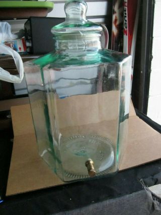 Vintage Green Glass Drink Dispenser Brass Spigot Made In Italy Sve Lg 5 Gallon