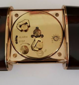 VTG RARE Art Deco 1930 - 45 Europa Travel Alarm Clock - BrownEnamel - 7 Jewels 5