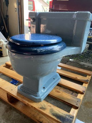 Vintage 1950’s American Standard One Piece Toilet Blue One Flush