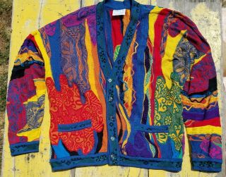 Vtg Coogi Cardigan Sweater Adult Australia 90s Hip Hop Biggie Men Rare Rap Sz M