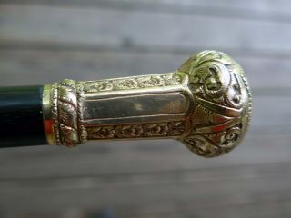 Antique 1887 R.  F.  S.  & Co.  Gold Filled Ornate Walking Stick Cane.  Good Shape.