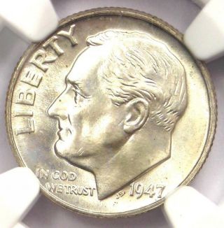 1947 Roosevelt Dime 10c - Ngc Ms67 Fb - Rare In Ms67 Ft - $450 Value
