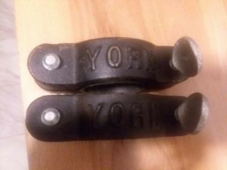 (2) 1 Vintage Rare Antique York Olympic Barbell Collars Htf Hard To Find