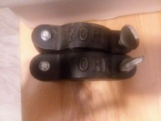 (2) 1 Vintage Rare Antique York Olympic Barbell Collars HTF Hard to Find 2