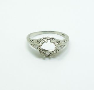 Fine Vintage 1920s 18K White Gold Diamond Filigree Ring Setting for Restoration 2