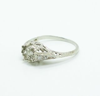 Fine Vintage 1920s 18K White Gold Diamond Filigree Ring Setting for Restoration 3
