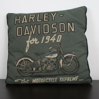 Vintage Harley Davidson Tapestry Throw Pillow Harely Davidson For 1940 16.  5x16.  5