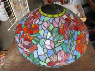 Vintage Tiffany Style Leaded Stained Glass Lamp Shade