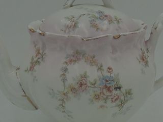 Vintage Elite Limoges Porcelain 2 Cup Teapot Pink Roses 2