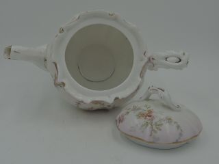 Vintage Elite Limoges Porcelain 2 Cup Teapot Pink Roses 5