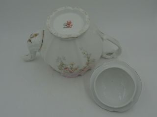 Vintage Elite Limoges Porcelain 2 Cup Teapot Pink Roses 6