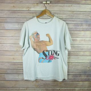 Sting Vintage Early 1990s Wcw T Shirt Sz L Wrestling Wwf Wwe Ecw Single Stitch