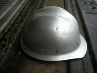 Vintage BULLARD Silver Aluminum HARD BOILED Ironworker Miner Hard Hat w/ Liner 2