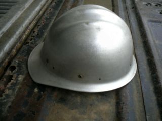Vintage BULLARD Silver Aluminum HARD BOILED Ironworker Miner Hard Hat w/ Liner 4