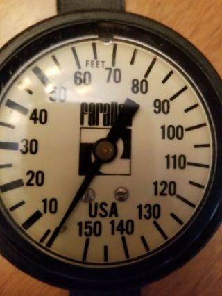 Vintage Farallon Wrist mount Depth Pressure Gauge for Scuba Diving 150.  00 ' 3