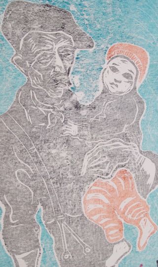 Billy Childish - V Rare 3 Colour Wood Block Print - With Scout - Stamp Signed
