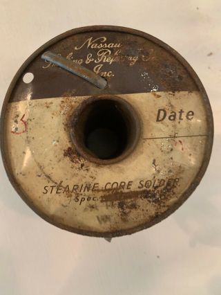 Vintage OLD Nassau Western Electric Large Spool Rosin Core Solder 3
