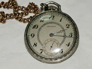 Hamilton 12s Grade 912 17 Jeweled 14k Gold Filled Pocket Watch With Chain C.  1930
