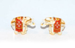 Vintage Toshikane Japan Porcelain Figural Elephant Cufflinks C 1950s Mid Century