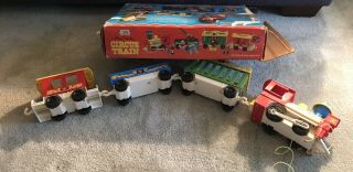 VINTAGE FISHER PRICE PLAY FAMILY CIRCUS TRAIN PLAY SET IN THE BOX 5