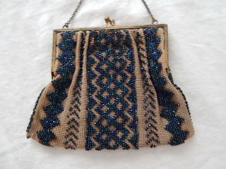 Vintage Christine Custom Bags Detroit Michigan Rare Iridescence Blue Beaded Bag