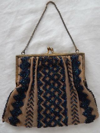 Vintage Christine Custom Bags Detroit Michigan Rare Iridescence Blue Beaded Bag 3