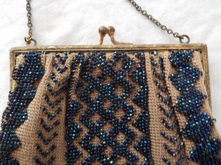 Vintage Christine Custom Bags Detroit Michigan Rare Iridescence Blue Beaded Bag 5
