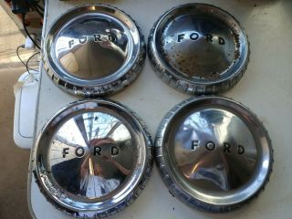 60 61 62 63 Ford Dog Dish Hub Caps 9 1/2 " Set Of 4 Hubcaps 1960 1961 1962 1963