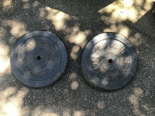2 Vintage 100 Lb.  Barbell Plate,  Dan Lurie Brooklyn Ny.  Standard 1 " Hole Weight