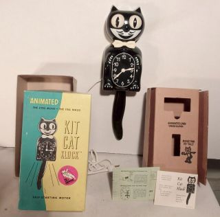 Vintage D8 Kit Cat Klock Animated Electric Moving Eye Wall Clock W/ Box Etc.