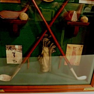 Vintage History of Golf Theme Shadow Box Display Sport Memorabilia Case Hanging 5
