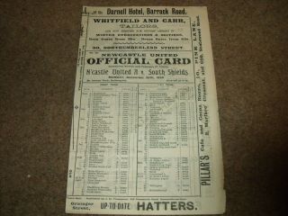 Rare Newcastle United " A " V South Shields 26th December 1898 - Over 120 Years Ol