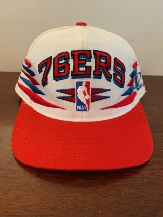 Vintage 90s Philadelphia 76ers Sixers Spike Logo Athletic Nba Snapback Hat Cap