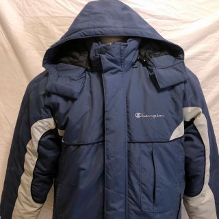 Vtg Champion Hooded Insulated Blue Jacket Size Xl Winter Snow Zip Button
