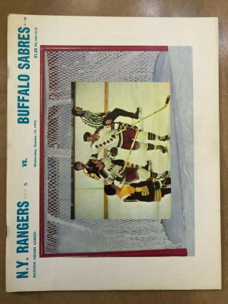 1970 - 71 Nhl Buffalo Sabres (2nd Game) @ York Rangers Vintage Hockey Program
